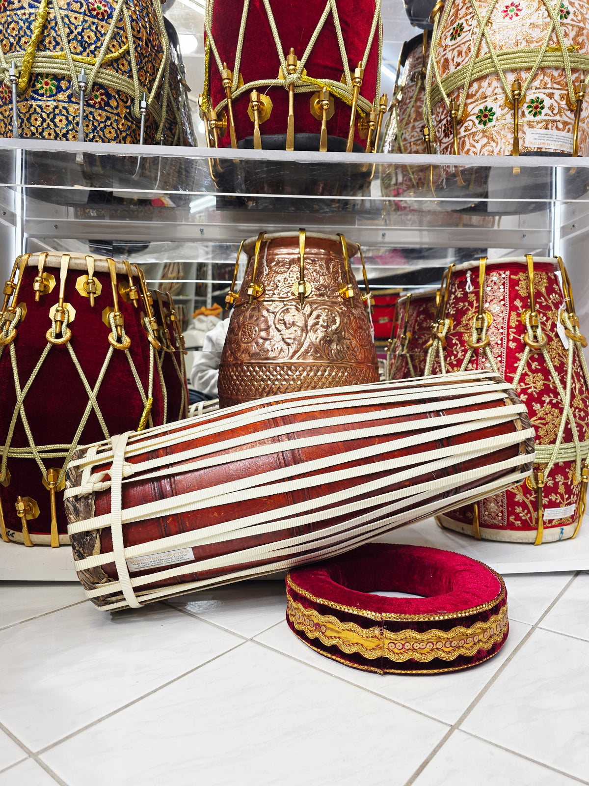 VeerDhara Heritage Mridangam – Classic Brown & Ivory Lacing *Cosmetic Defects*