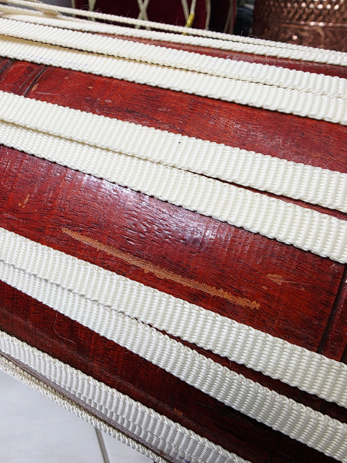 VeerDhara Heritage Mridangam – Classic Brown & Ivory Lacing *Cosmetic Defects*