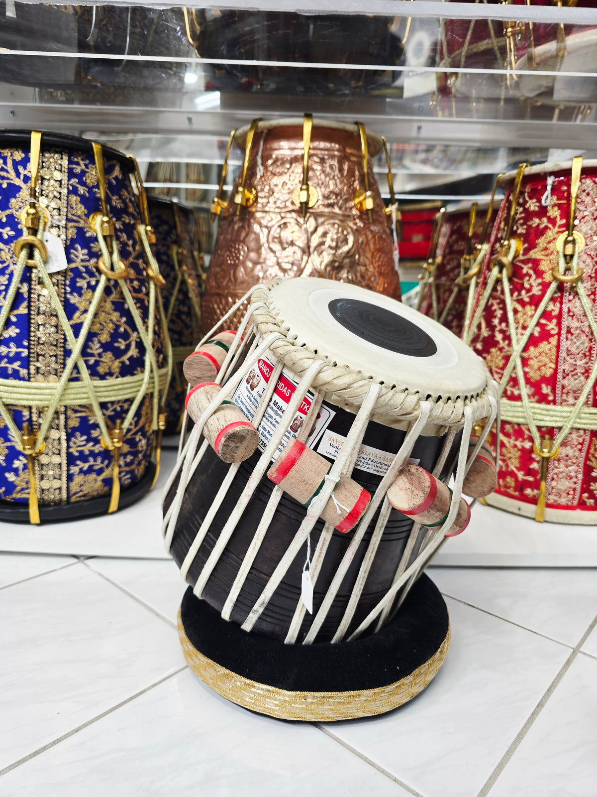 Available For Custom Order Only: Krishnadhaara Low-Octave Jori Dayan: Black Sheesham D♯ 7⅛"