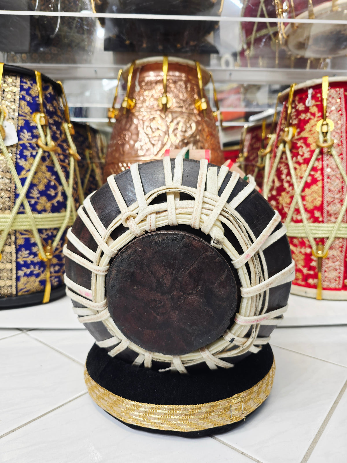 Available For Custom Order Only: Krishnadhaara Low-Octave Jori Dayan: Black Sheesham D♯ 7⅛"