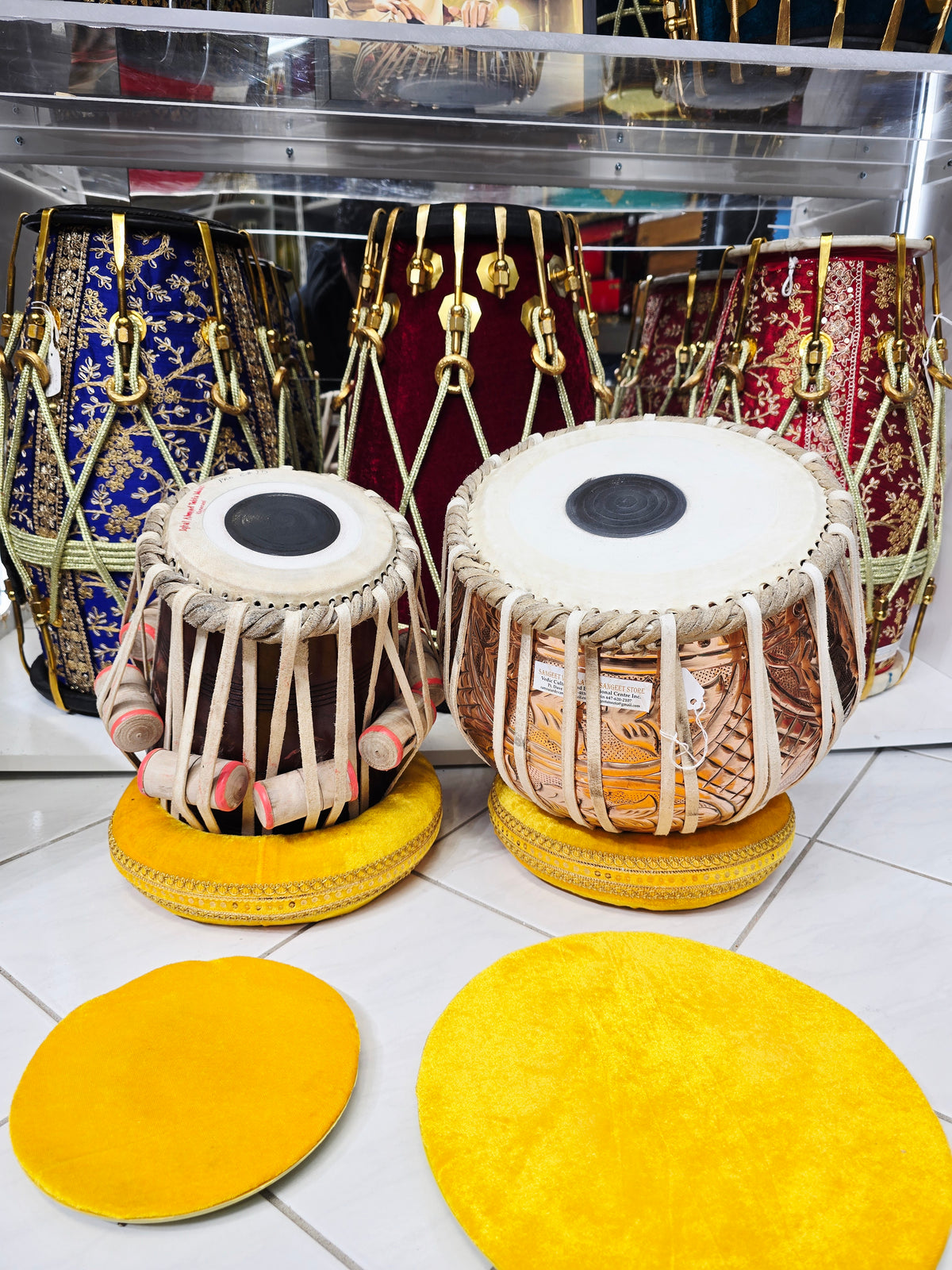 Copper Raaga Economy Professional Set – 5.75" C#/D Red Sheesham Dayan Minor Cosmetic Defects & Slight Buzzing + 9.25" 3kg Engraved Copper Bayan