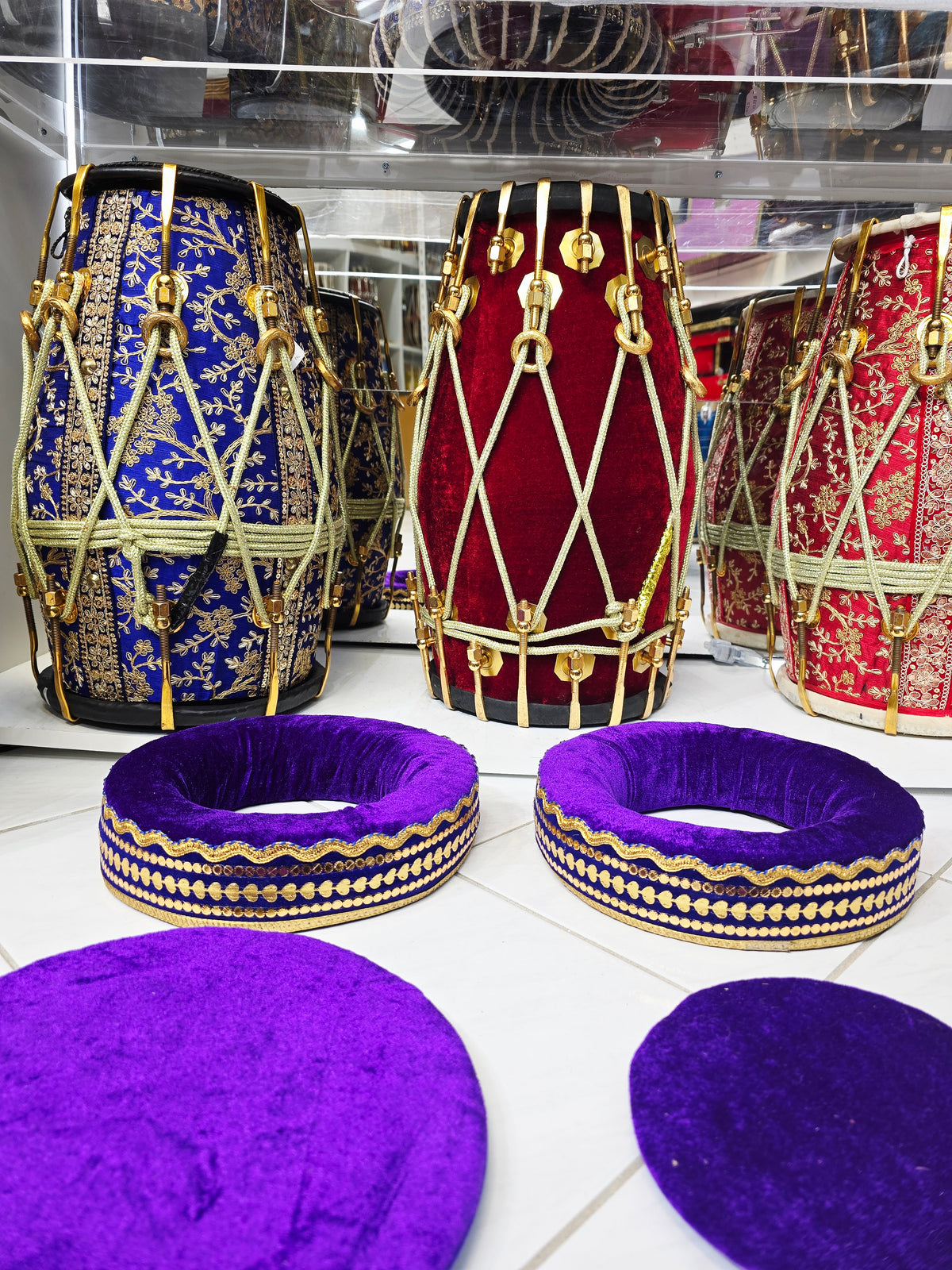 SvarAmethyst Performance Ring Set – Purple Velvet Tabla Rings with Gold Accents
