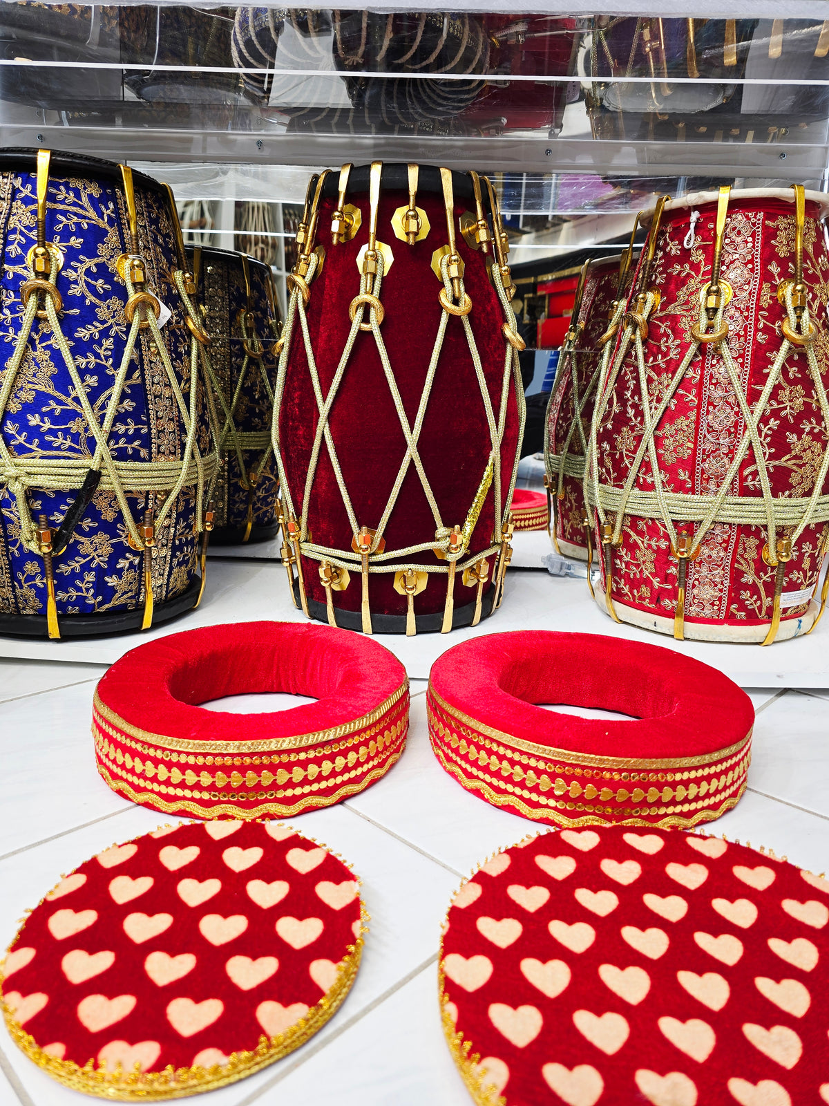 Maharaj Red Halo Ring Set – Premium Tabla Rings & Covers