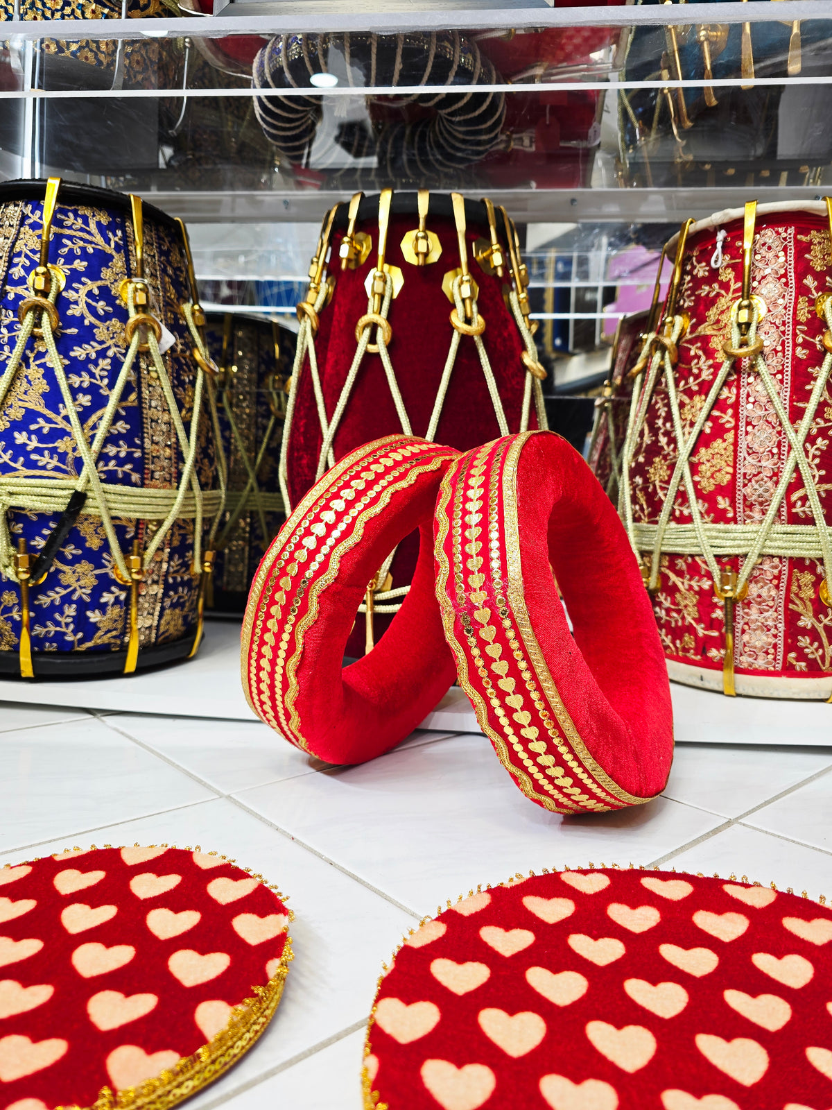 Maharaj Red Halo Ring Set – Premium Tabla Rings & Covers