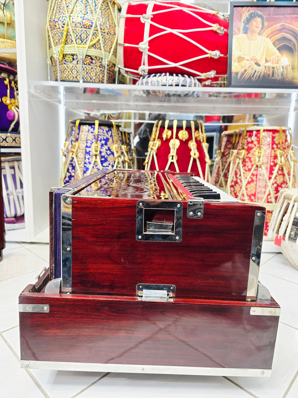 Ragini Gulab Traditional BMF Harmonium – 3-Reed | 9-Scale Changer – Cosmetic Cracks & Blemishes