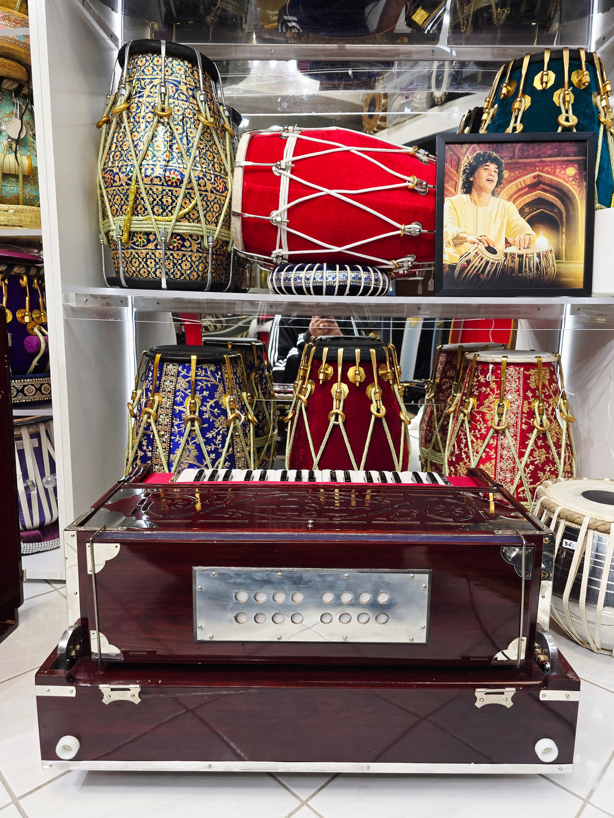 Ragini Gulab Traditional BMF Harmonium – 3-Reed | 9-Scale Changer – Cosmetic Cracks & Blemishes