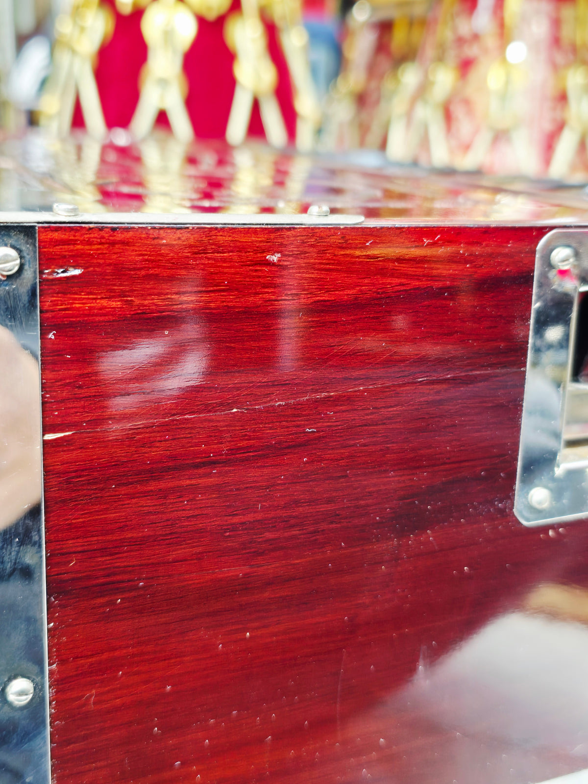 Ragini Gulab Traditional BMF Harmonium – 3-Reed | 9-Scale Changer – Cosmetic Cracks & Blemishes