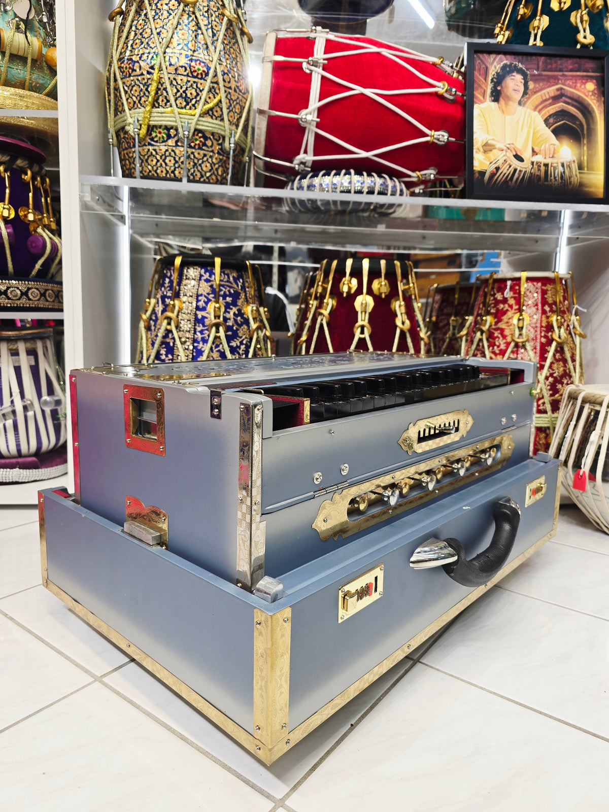 NeelChandra Blended BMF Harmonium (Including Air Shipping to Trinidad) – 3-Reed | 9-Scale Changer | Black Keys