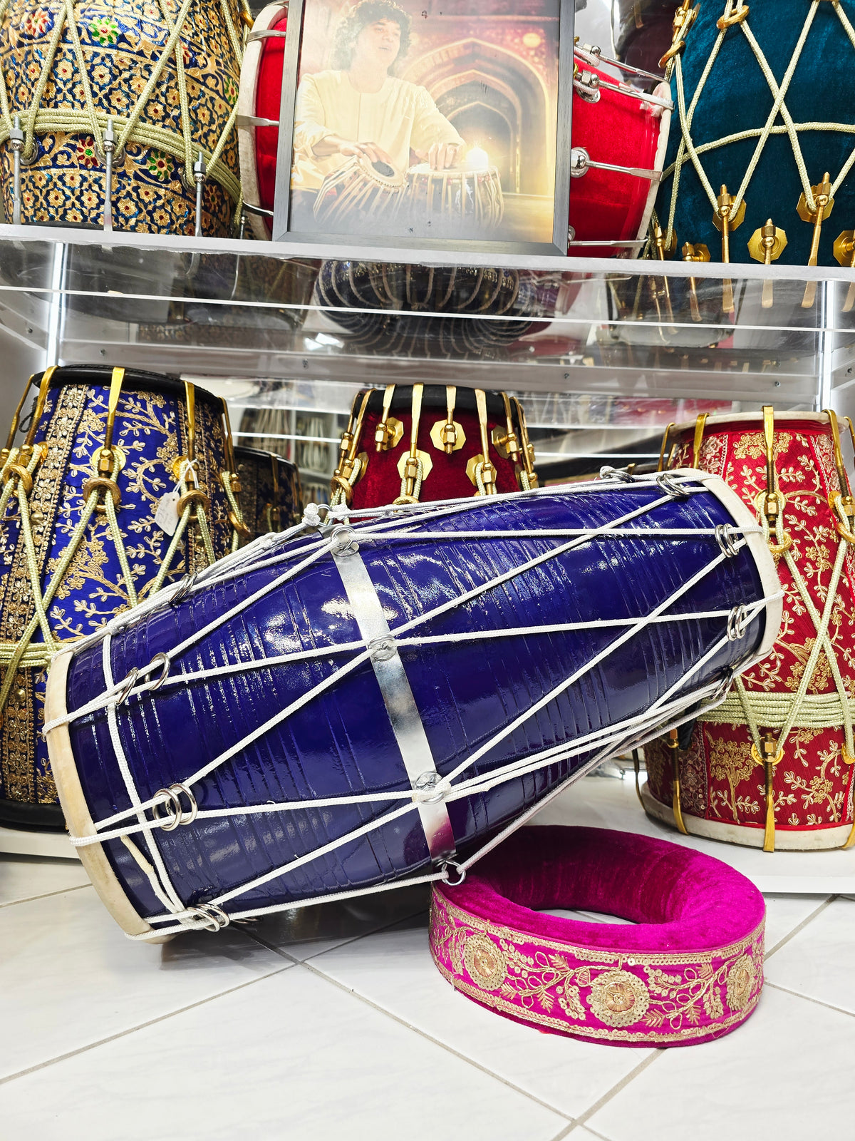 NeelVirasat West Indian Dholak
23" Long | 13.6 lbs Solid Red Sheesham | Gloss Blue Finish