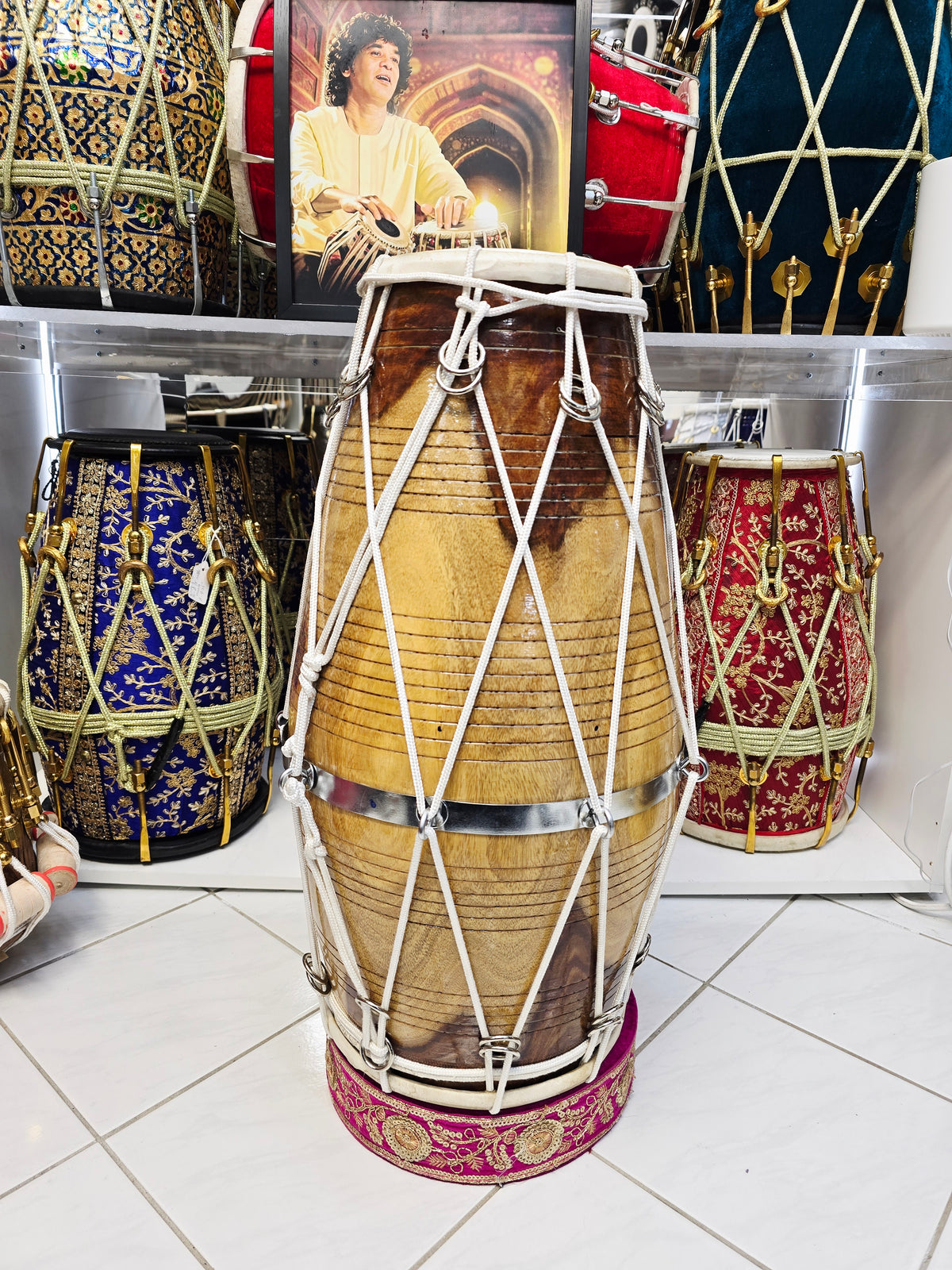 Sandalwave – Traditional West Indian Red Sheesham Dholak | 23.25″ Length | 17.4 lbs | Exceptional Tone