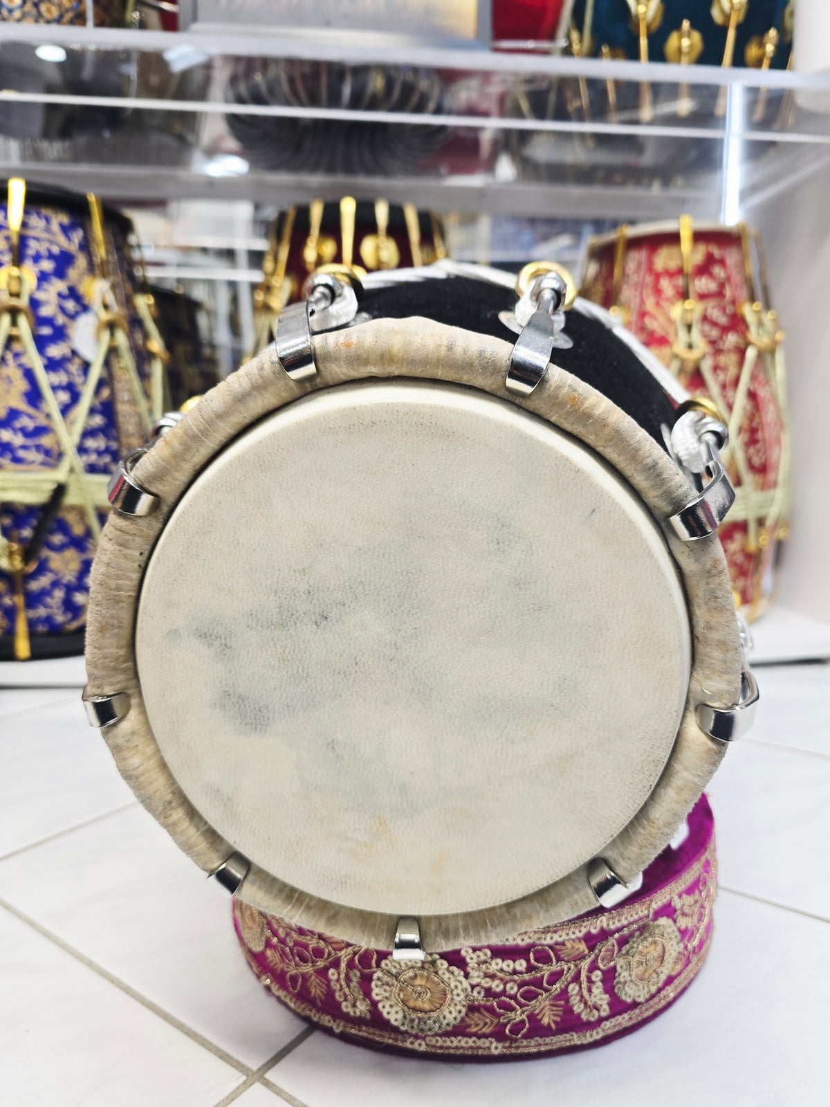 Obsidian Saaj Pulse — Black Velvet Mango Wood Dholak (19.25", 14.2 lbs)