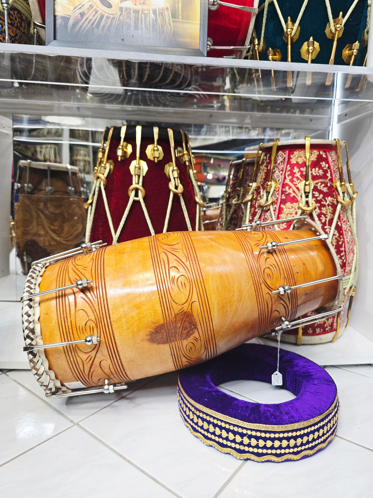 Amber Rekha — Mahogany Dholki / Naal (21.75", 12.6 lbs) · Very Minor Cosmetic Blemishes