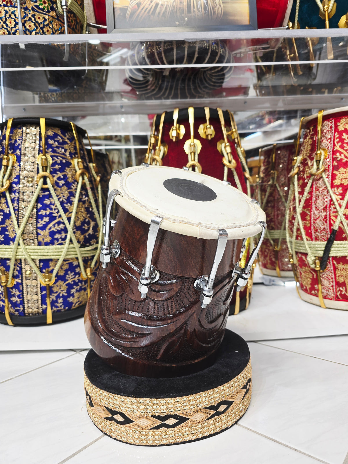 Rakta Laya™ Red Sheesham Half Dholki — 6.5″ Head | Compact Folk Tone