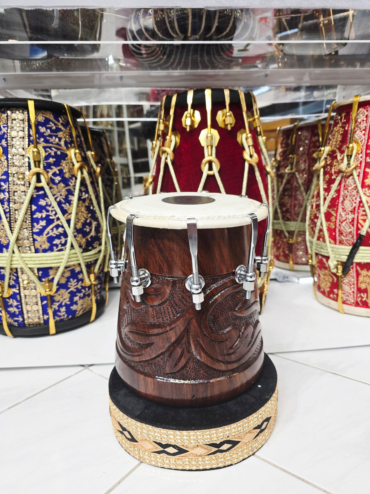 Rakta Laya™ Red Sheesham Half Dholki — 6.5″ Head | Compact Folk Tone