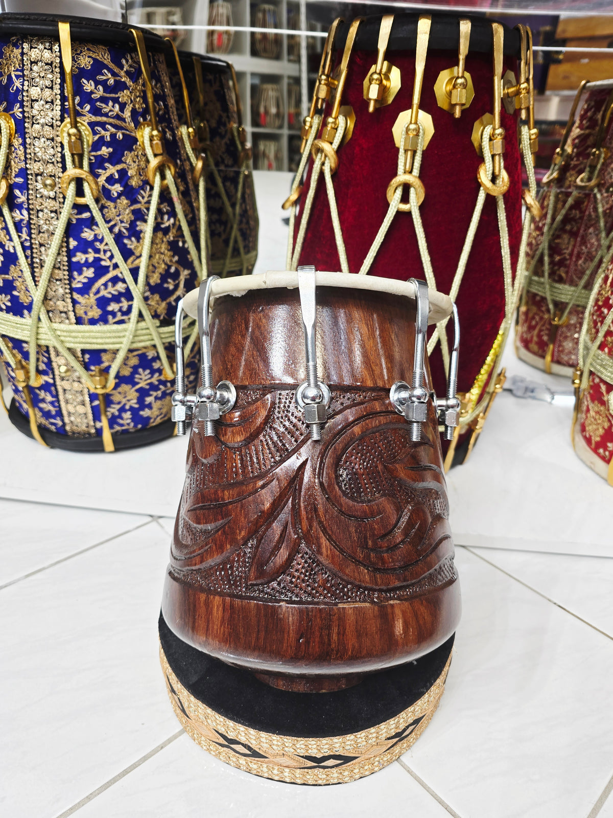 Rakta Laya™ Red Sheesham Half Dholki — 6.5″ Head | Compact Folk Tone