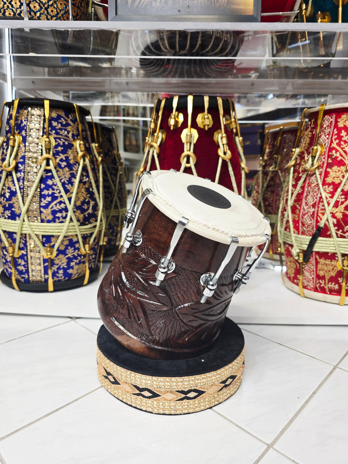 Bhava Pulse™ Red Sheesham Half Dholki — 6.75″ Head | Warm Folk Drive