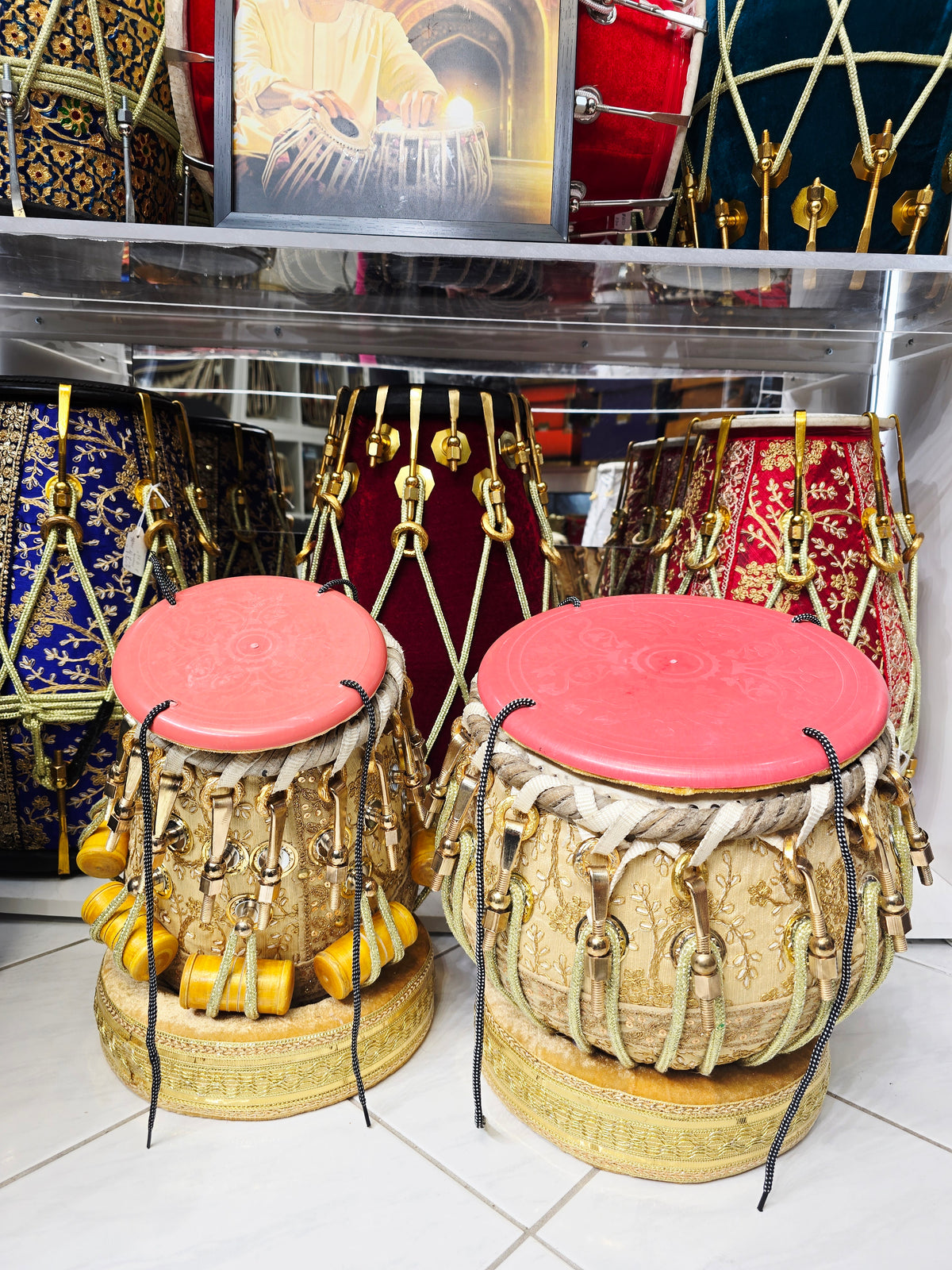 Sunehri Raag – 5.5" Red Sheesham Dayan (D/D#) + 9.25" Copper Bayan | Golden Sherwani Tabla Set