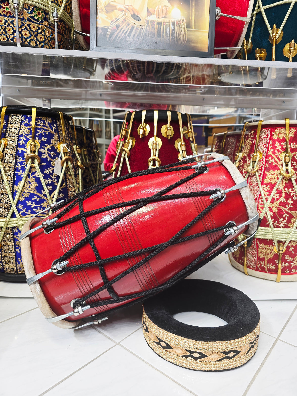 Agni Naad™ Professional Red Sheesham Dholak — Very Minor Cosmetic Blemishes