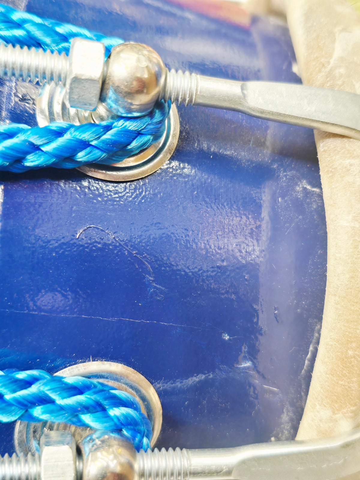 Samudra Viraaj™ Pro Dholak — Blue-Lacquered Red Sheesham | Exceptional Tone, Cosmetic Blemishes