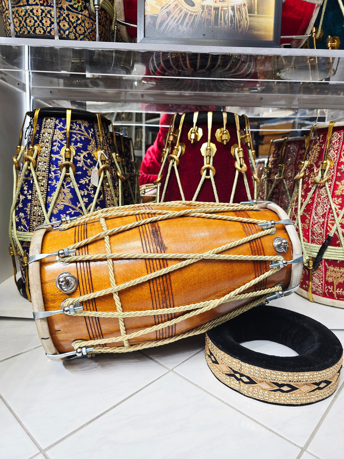 Prakriti Naad™ Red Sheesham Dholak — Minor Filled-In Cosmetic Crack