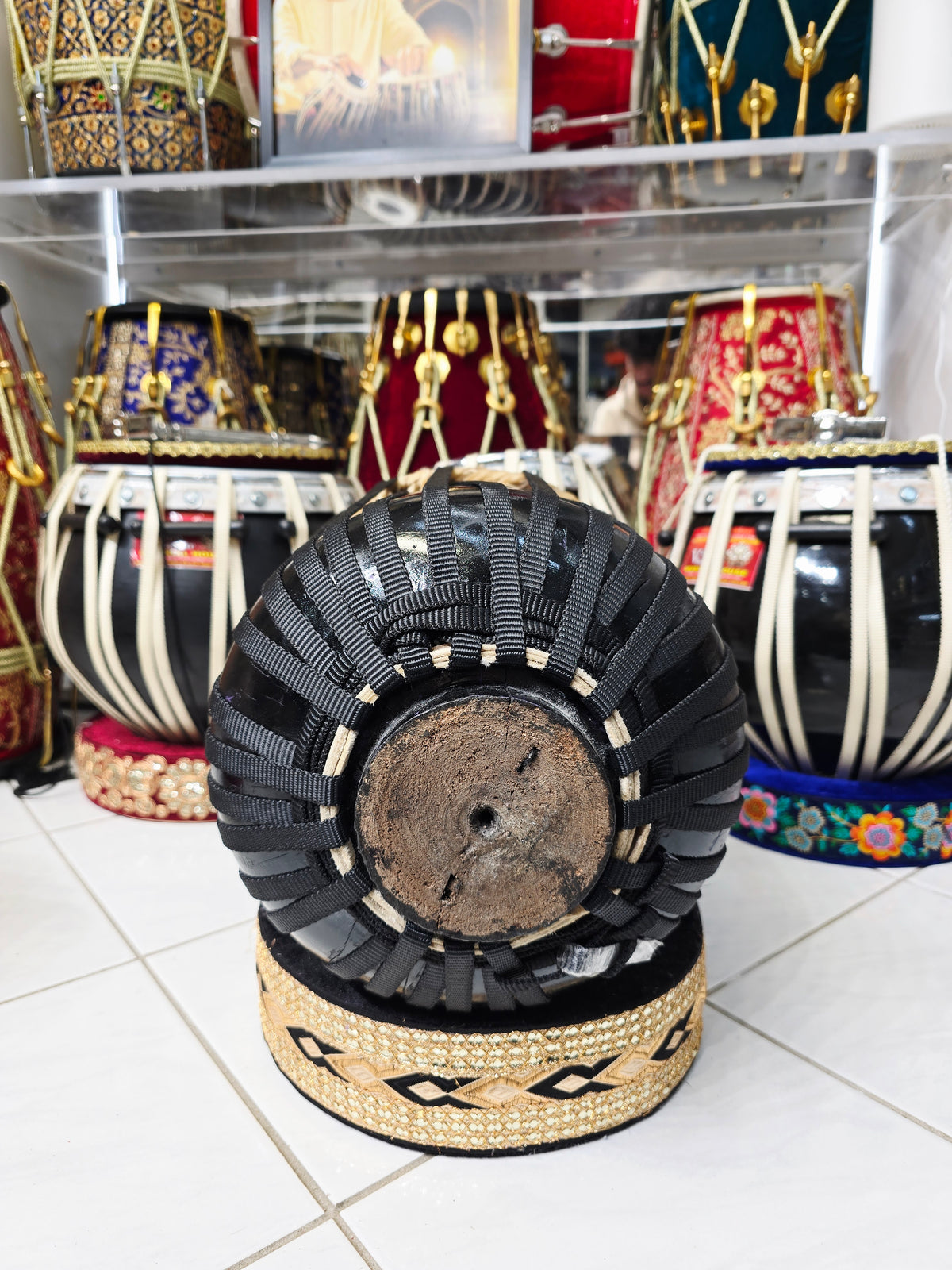 Custom Link for Bruce: KalaDhav™ Black-Finish Dhamma + Encarved Closed-Tone Half Dholak + Shipping