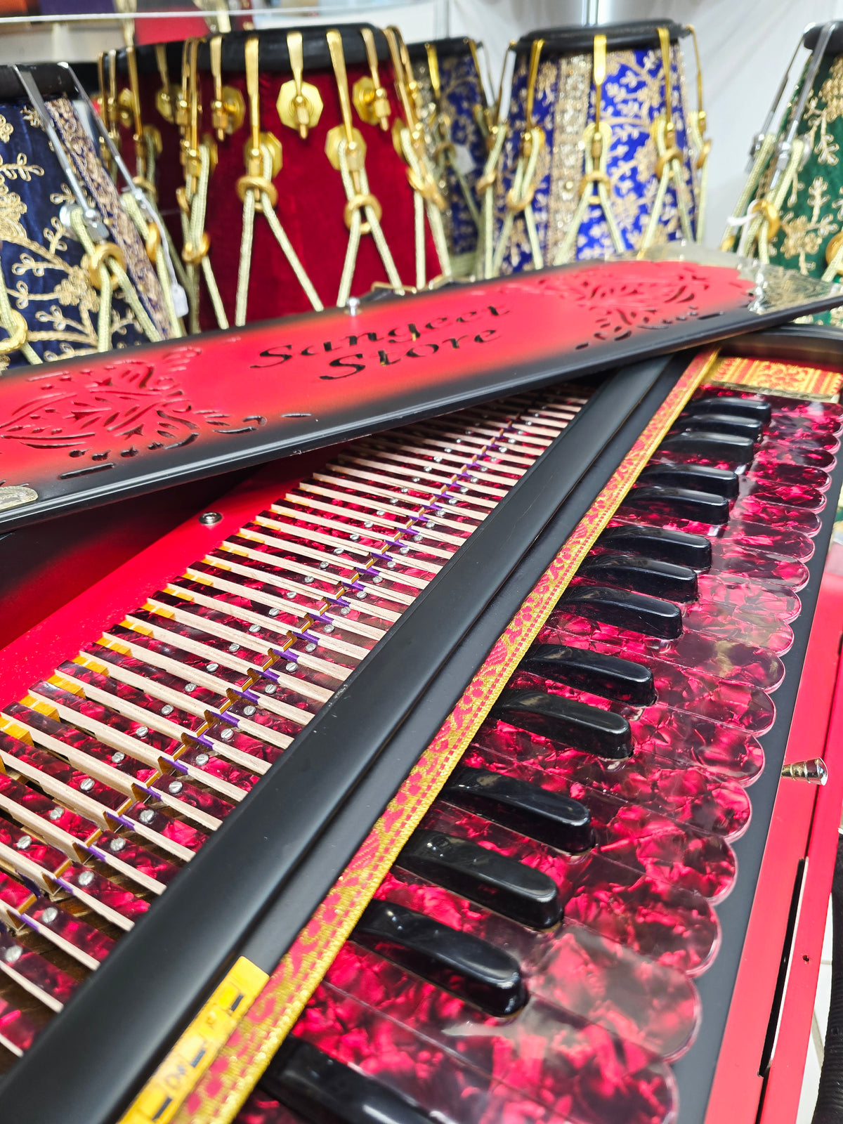 Agniraag Fusion™ Premium Scale-Changer Harmonium — 3-Reed BMF | 9-Scale | Red German-Style Keys
