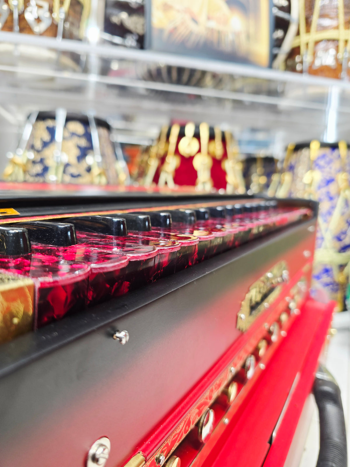 Agniraag Fusion™ Premium Scale-Changer Harmonium — 3-Reed BMF | 9-Scale | Red German-Style Keys
