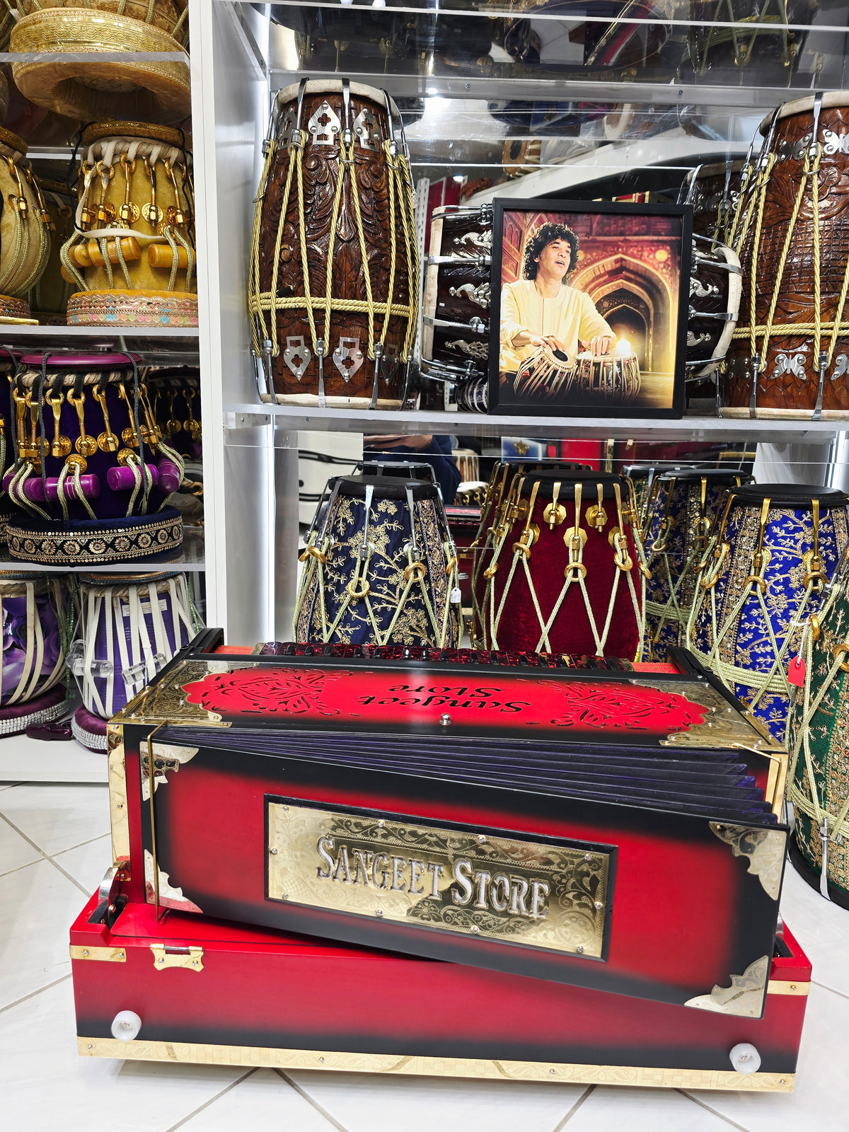 Agniraag Fusion™ Premium Scale-Changer Harmonium — 3-Reed BMF | 9-Scale | Red German-Style Keys