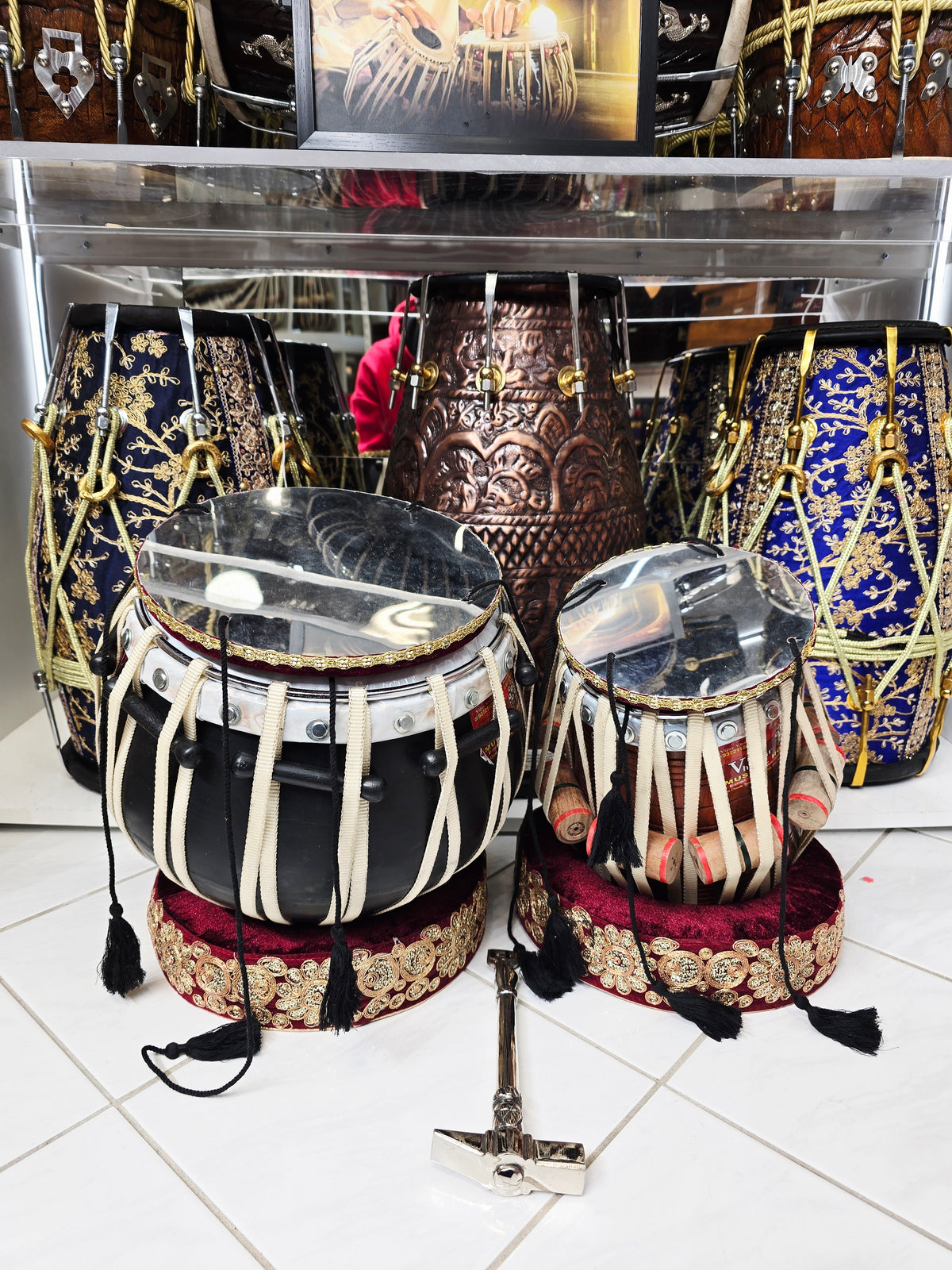 Shunya Red — 9″ Composite Engineered Shell Bayan & 5.75″ Red Sheesham D Vegan Tabla Set *Very Minor Cosmetic Blemishes