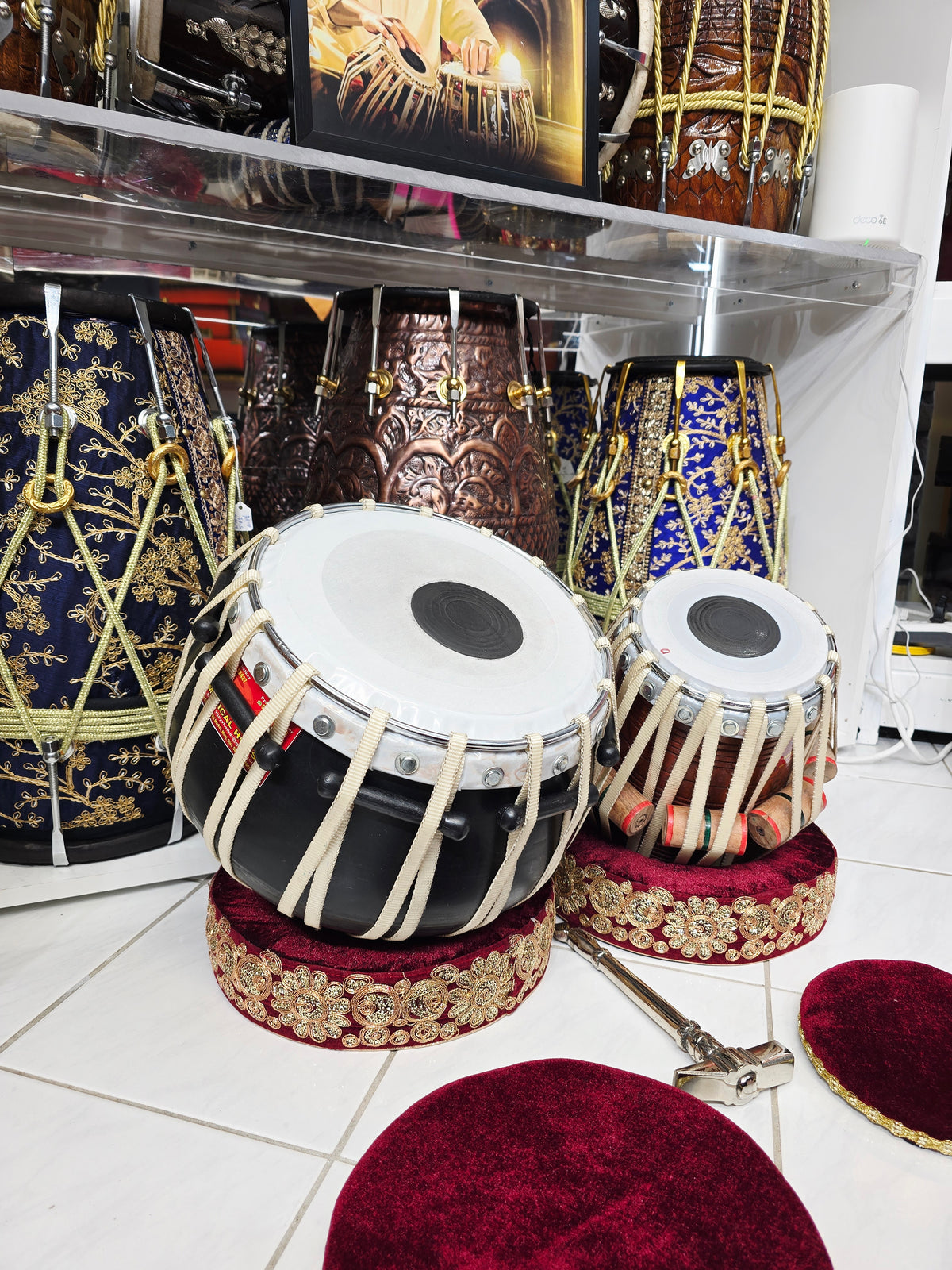 Shunya Red — 9″ Composite Engineered Shell Bayan & 5.75″ Red Sheesham D Vegan Tabla Set *Very Minor Cosmetic Blemishes