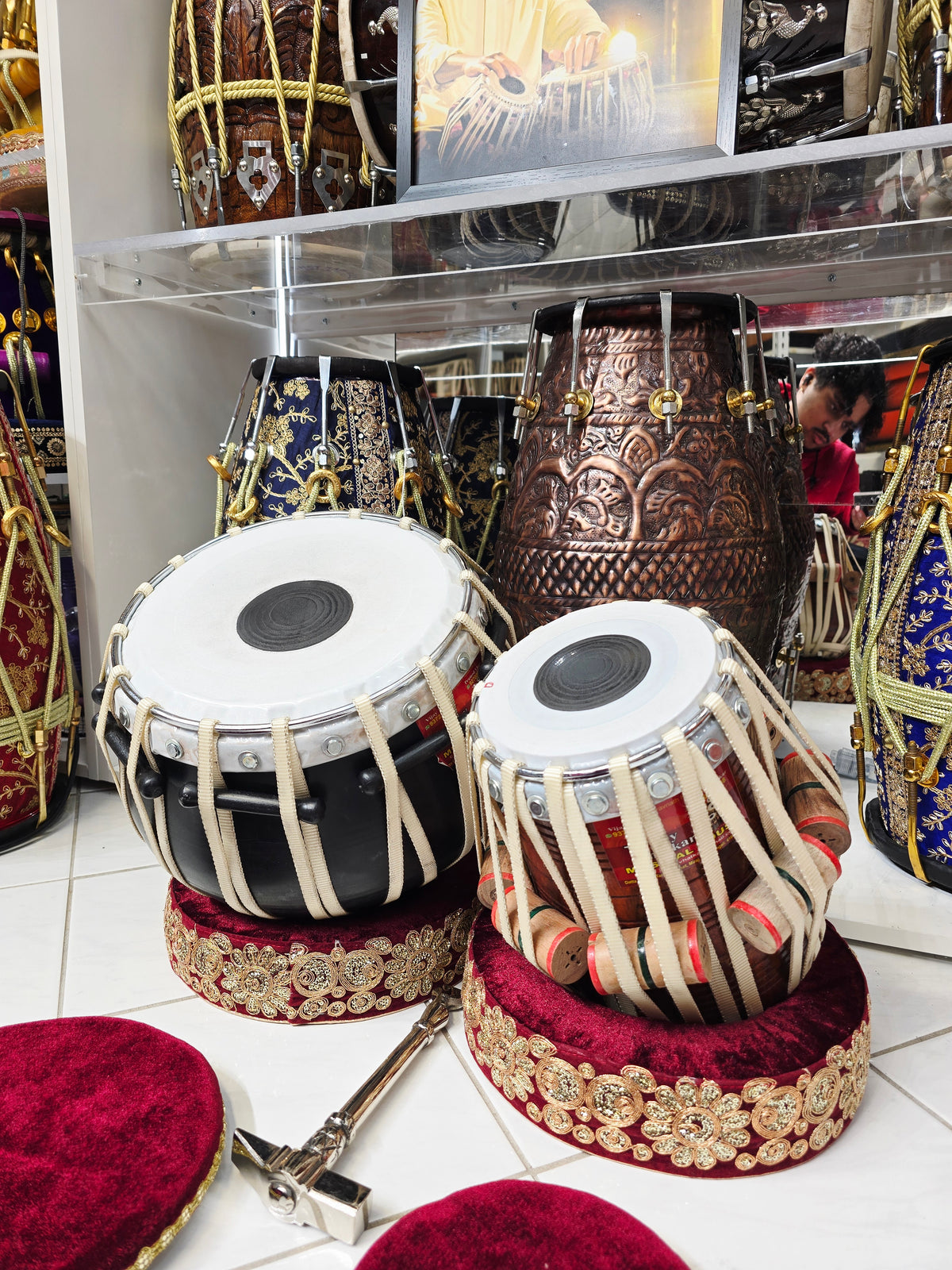 Shunya Red — 9″ Composite Engineered Shell Bayan & 5.75″ Red Sheesham D Vegan Tabla Set *Very Minor Cosmetic Blemishes
