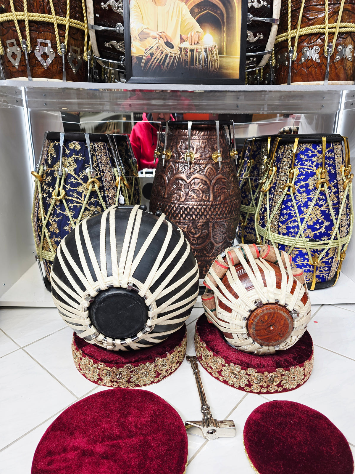 Shunya Red — 9″ Composite Engineered Shell Bayan & 5.75″ Red Sheesham D Vegan Tabla Set *Very Minor Cosmetic Blemishes