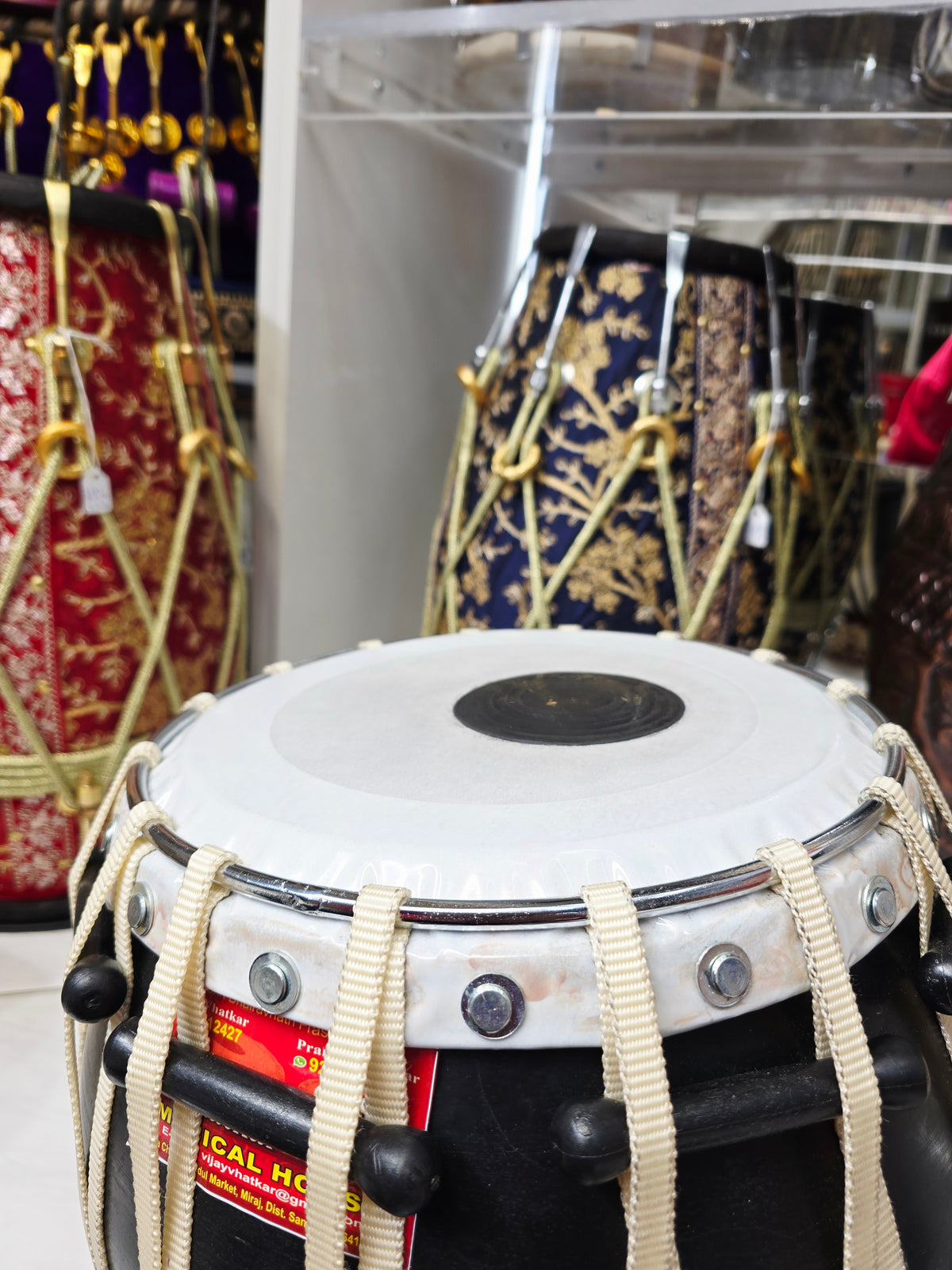 Shunya Red — 9″ Composite Engineered Shell Bayan & 5.75″ Red Sheesham D Vegan Tabla Set *Very Minor Cosmetic Blemishes