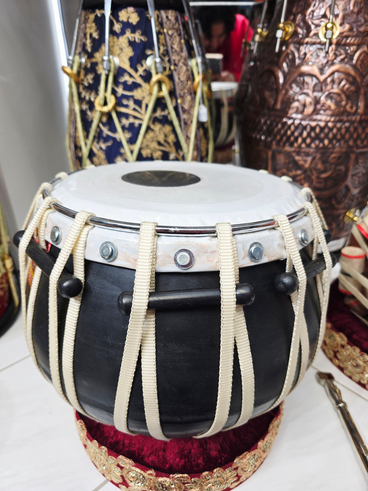 Shunya Red — 9″ Composite Engineered Shell Bayan & 5.75″ Red Sheesham D Vegan Tabla Set *Very Minor Cosmetic Blemishes