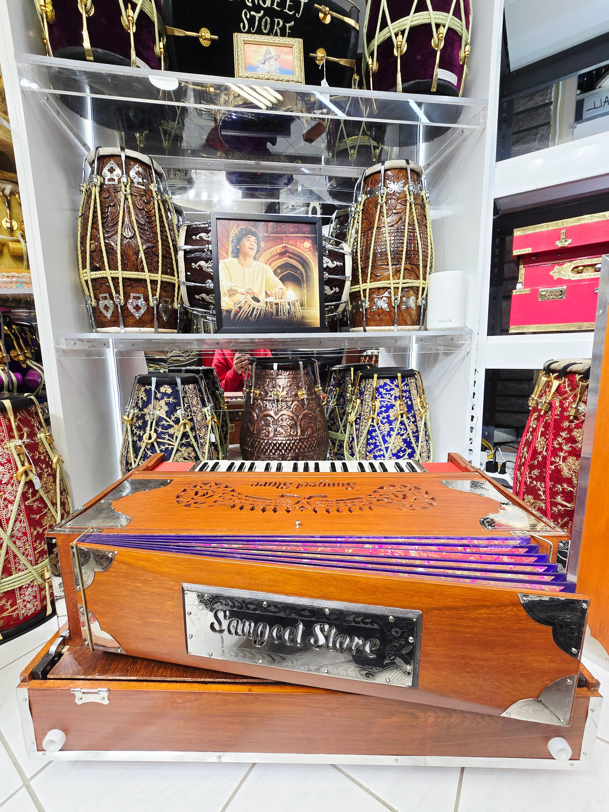 Surodha — 4-Reed BMMF · German Reeds, 13-Scale Changer Harmonium · Matte Wood Grain · German-Style Keys *Minor Cosmetic Blemishes