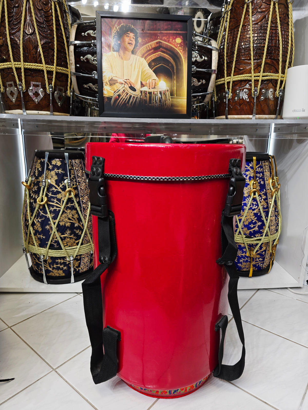 SCARLET VAULT — Dholak Hard Case (Cosmetic Blemishes · 4 Buckles · Dual Handles) (For Dholaks 18" & Under)