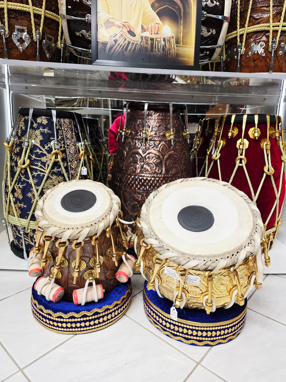 AURIC RIFT — 5.75″ D♯ Dayan & 9" 5.9 lb Hand-Engraved Brass Bayan Tabla Set (Exceptional Tone · Bolted Set)