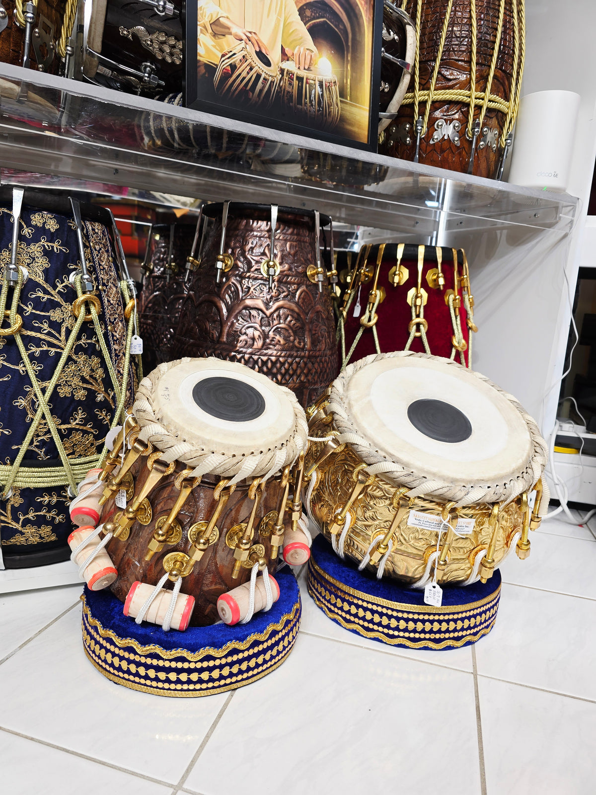 AURIC RIFT — 5.75″ D♯ Dayan & 9" 5.9 lb Hand-Engraved Brass Bayan Tabla Set (Exceptional Tone · Bolted Set)