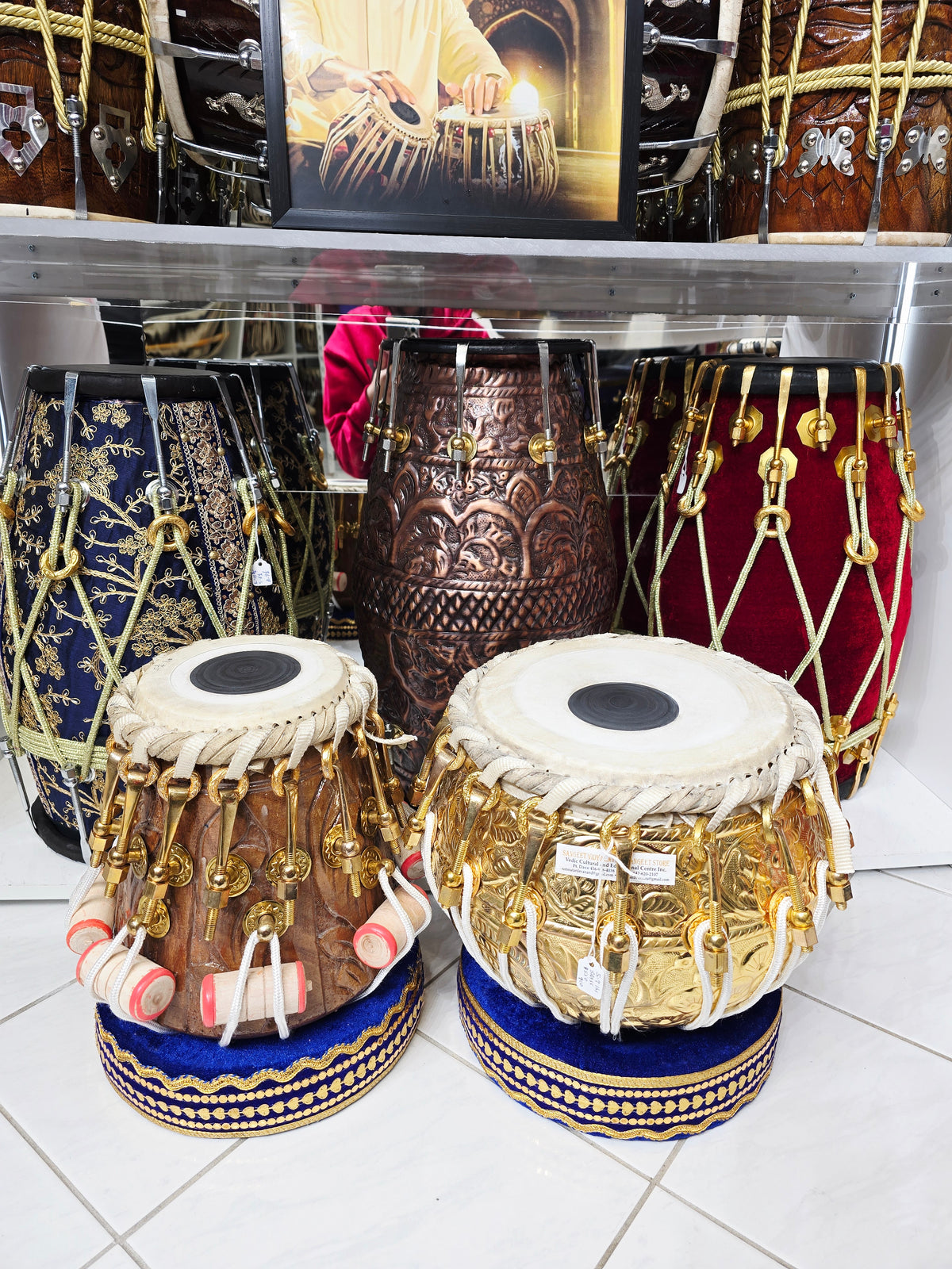 AURIC RIFT — 5.75″ D♯ Dayan & 9" 5.9 lb Hand-Engraved Brass Bayan Tabla Set (Exceptional Tone · Bolted Set)