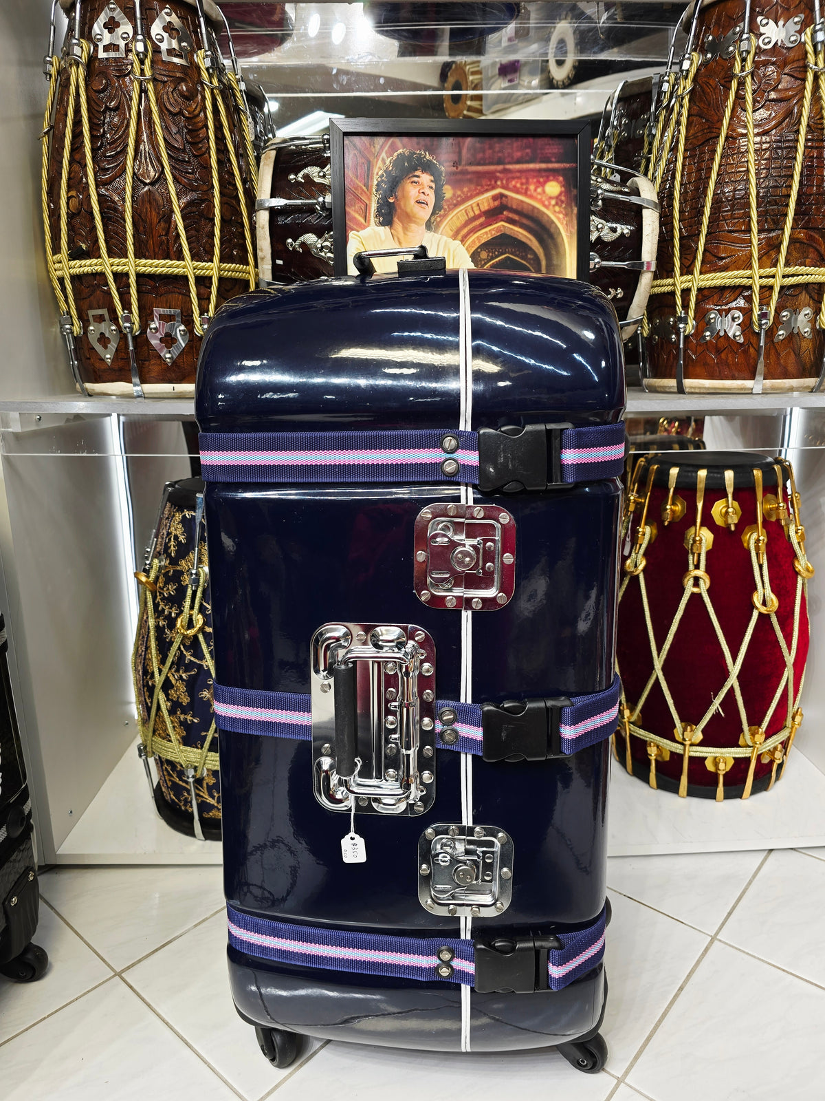 MIDNIGHT ATLAS — Navy Blue Dholak & Tabla Hybrid Travel Case (Very Minor Cosmetic Blemishes) (g)