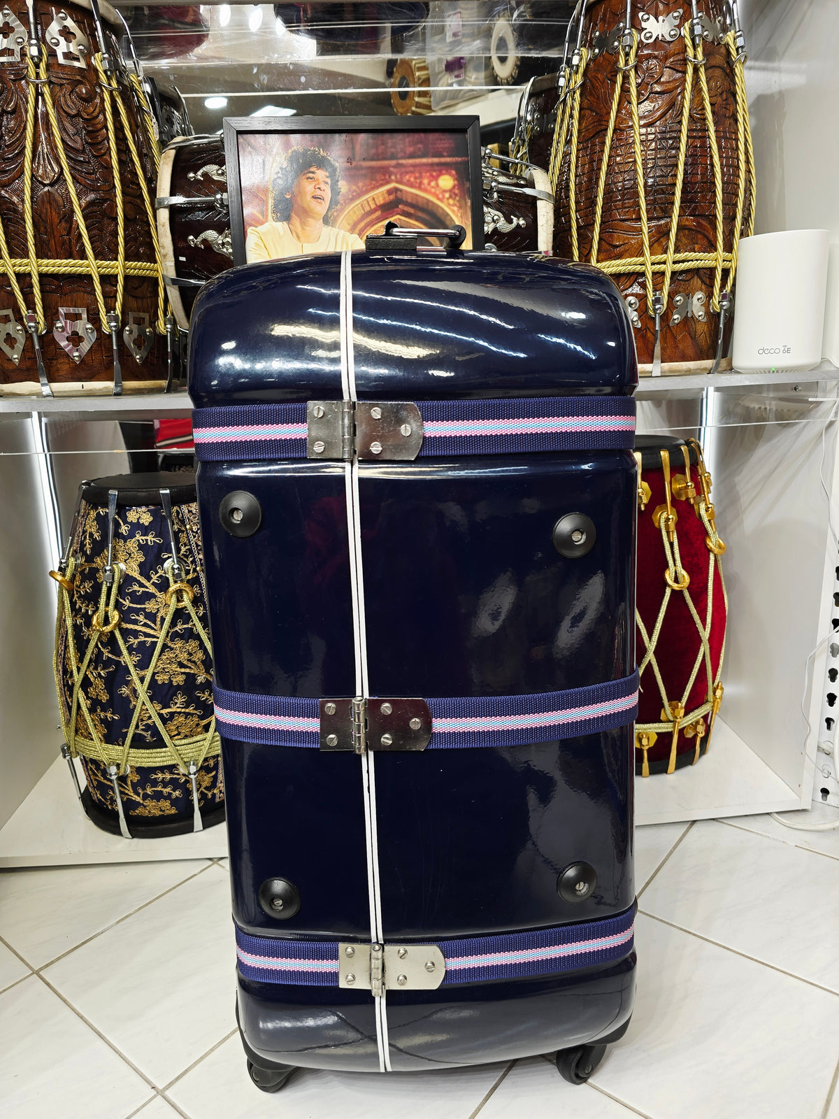 MIDNIGHT ATLAS — Navy Blue Dholak & Tabla Hybrid Travel Case (Very Minor Cosmetic Blemishes) (g)