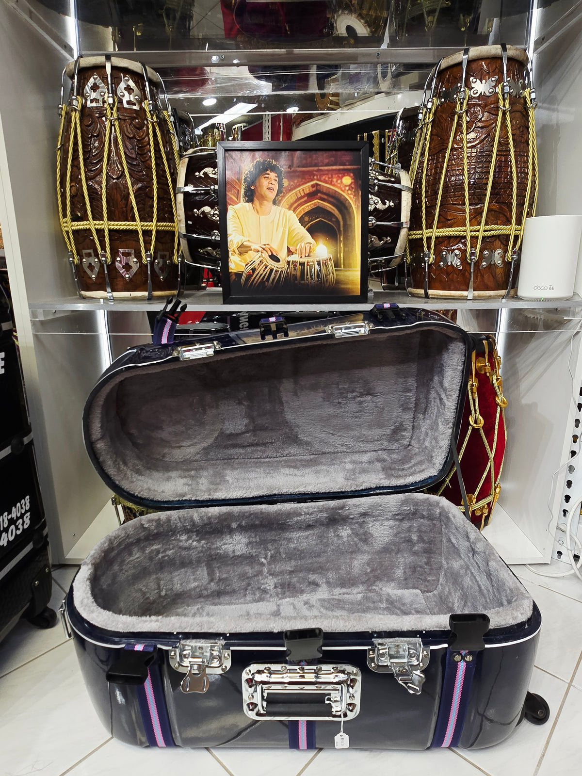 MIDNIGHT ATLAS — Navy Blue Dholak & Tabla Hybrid Travel Case (Very Minor Cosmetic Blemishes) (g)