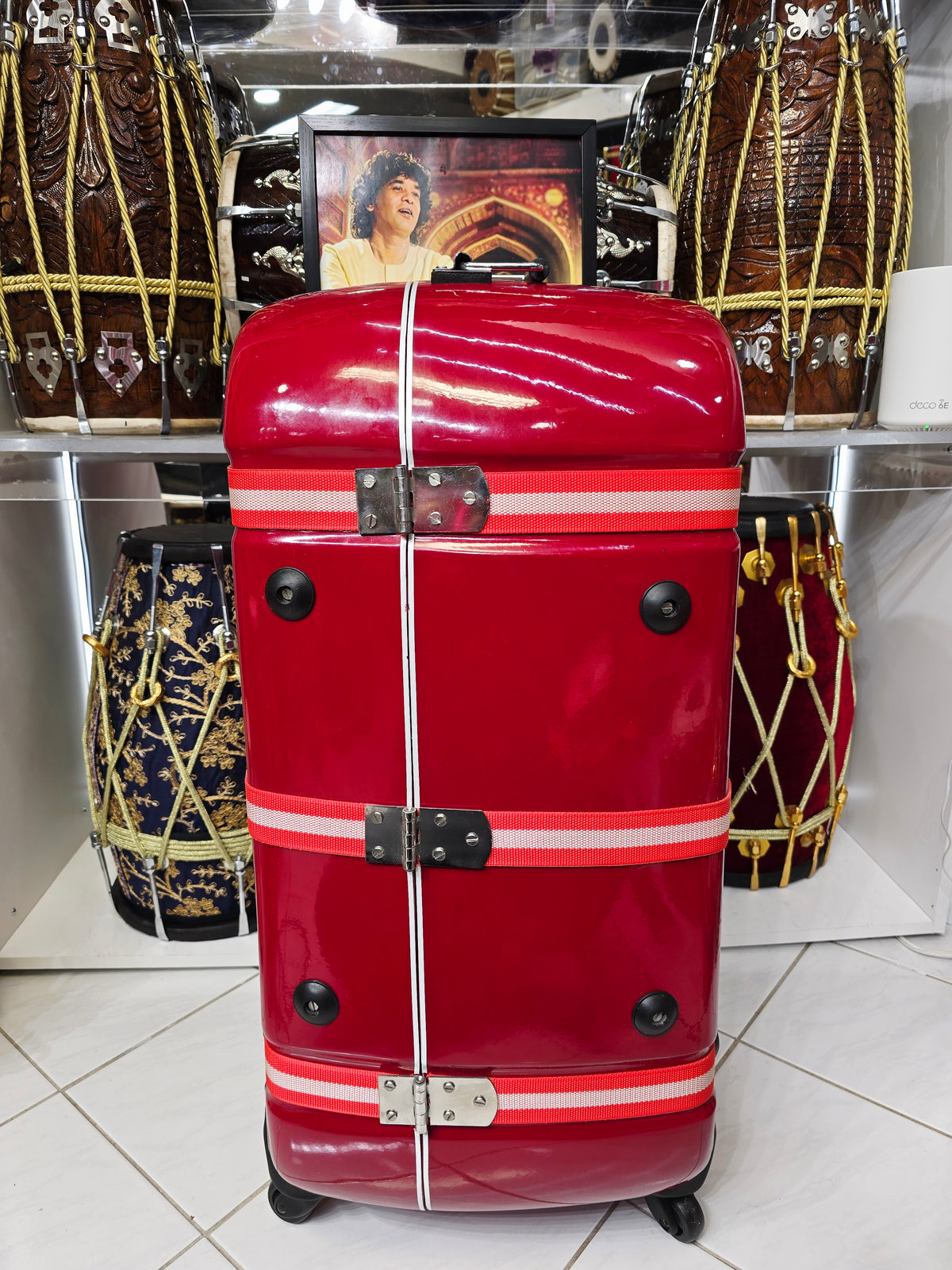 Redshift Classic — Deep Red Tabla Hard Case · 360° Spinner Wheels · Dual Handles · Fixed Reinforcement Straps · Very Minor Cosmetic Blemishes (g)