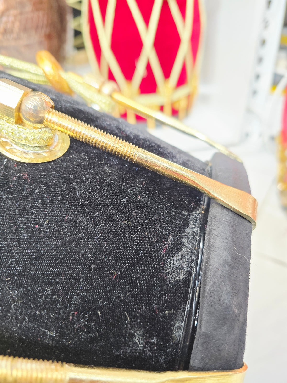 Midnight Rasaform — Black Velvet Sherwani Red Sheesham Dholak · Gold Rope Lacing *Exceptional Old School Bollywood Tone