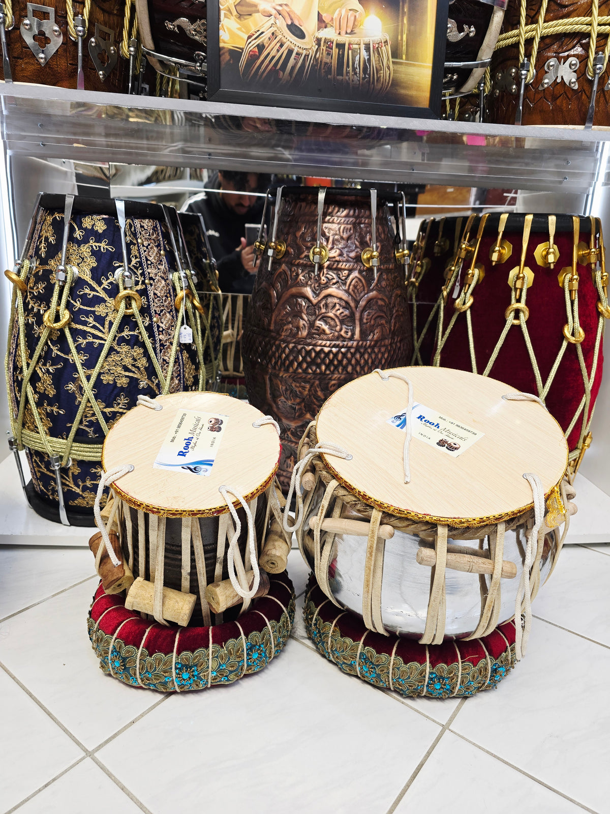 Riyaaz Forge – 5" Mango Wood D/D#/E Dayan + 9" Steel Bayan Refurbished Extremely Basic Student Tabla Set *Minor Cosmetic Blemishes