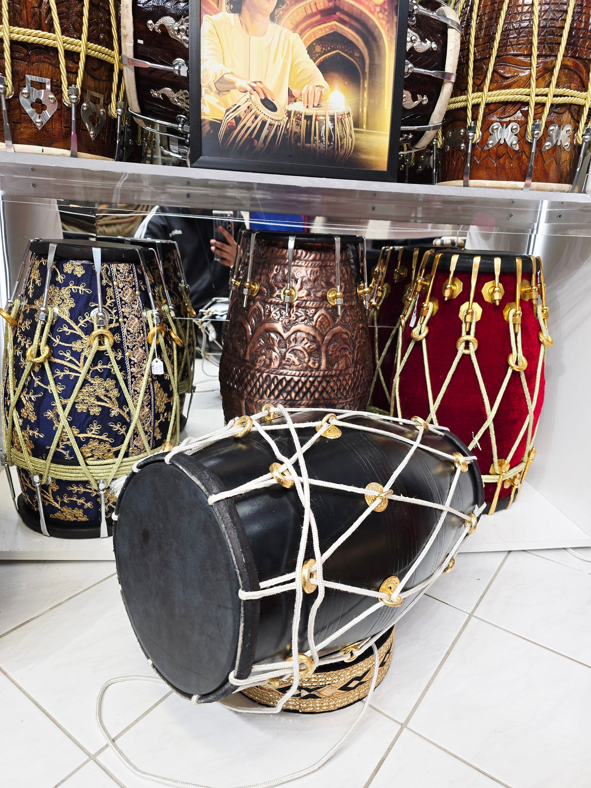 Midnight Dominion — 20" Matte Black West Indian Dholak (Black Skins) *Minor Cosmetic Blemishes (Including Blemishes on rim of bass skin)