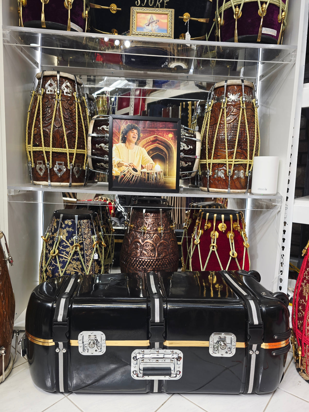 Midnight Transporter – Triple Instrument Hard-Shell Tabla / Dholak Rolling Case with Premium Felt Lining *Minor Cosmetic Blemishes