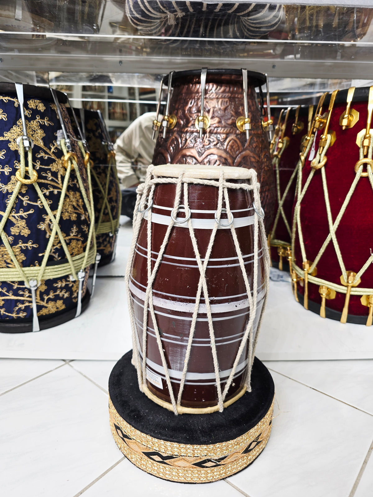 Brown with White Stripes Toddler Dholak (Cosmetic Blemishes)