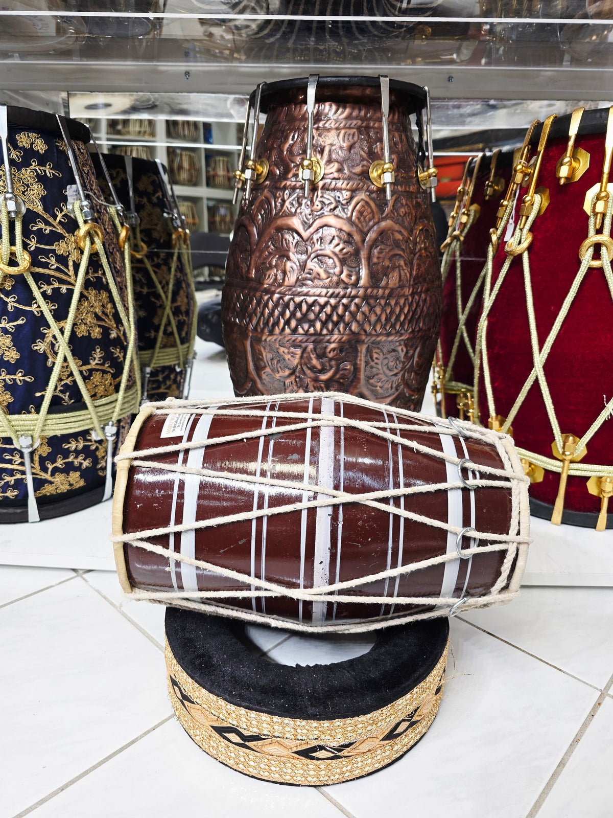 Brown with White Stripes Toddler Dholak (Cosmetic Blemishes)