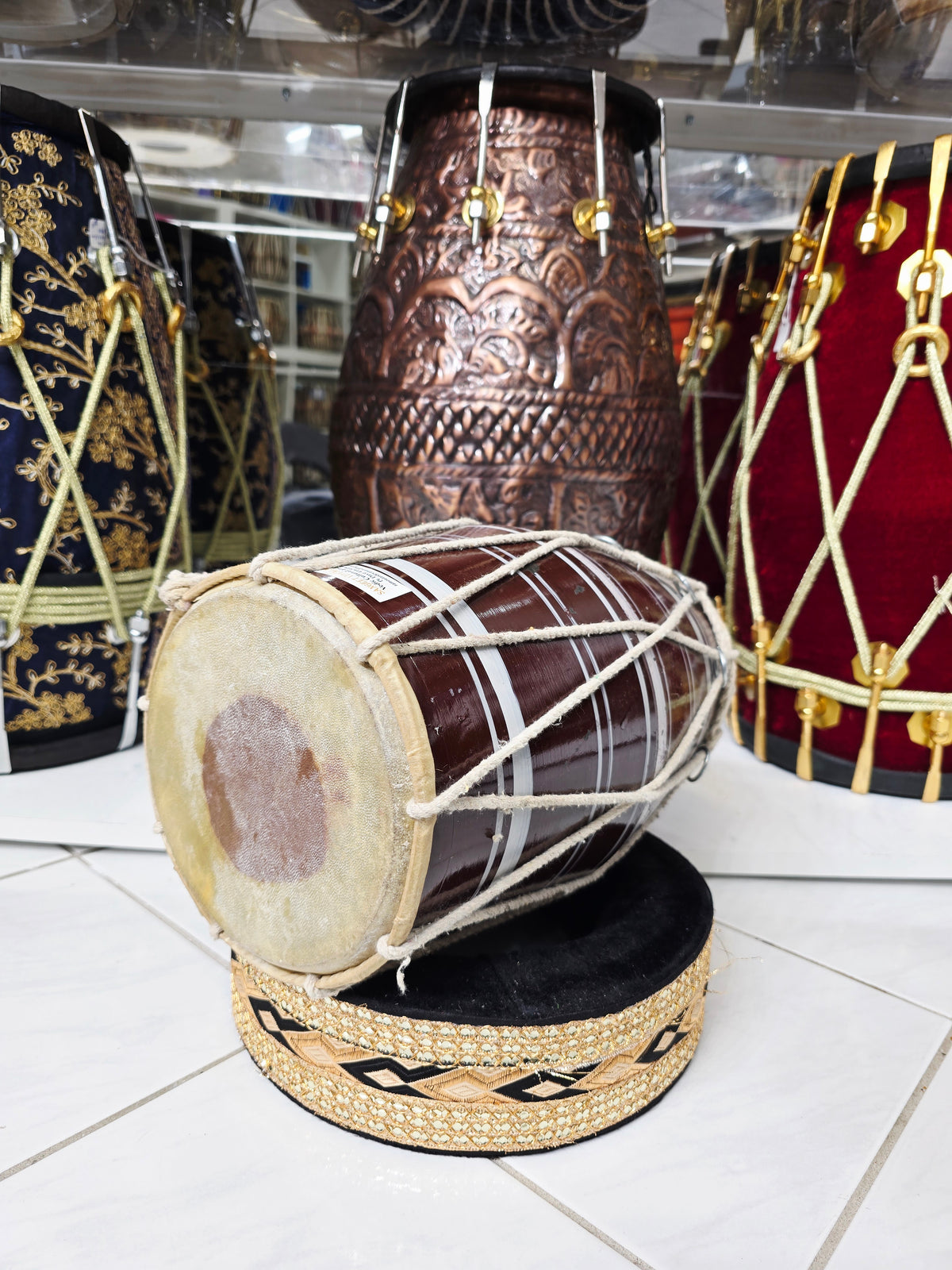 Brown with White Stripes Toddler Dholak (Cosmetic Blemishes)